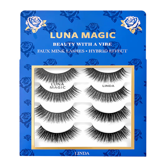 Luna Magic Linda Faux Mink Wispy Lashes with Soft Band, Reusable up to 10x, Lightweight Eye-Enhancing Design for Natural or Dramatic Eye Looks - Vegan Beauty & Personal Care LUNA MAGIC