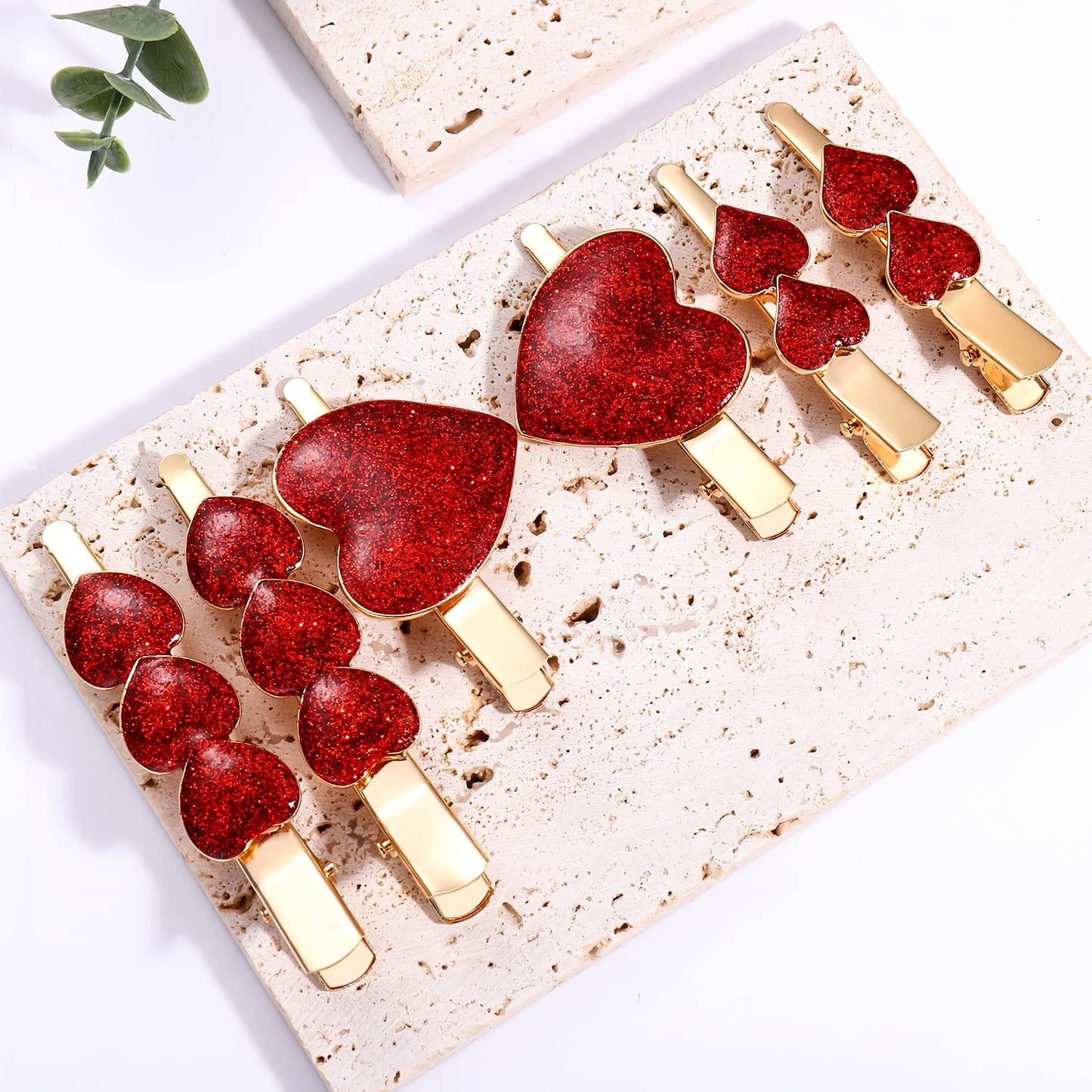 MOLOCH 6PACK Valentine'Day Hair Clips for Women Red Glitter Heart Hair Clip Hairpins Stylish Hair Barrettes Valentines Gifts for Daughter Red Beauty & Personal Care MOLOCH