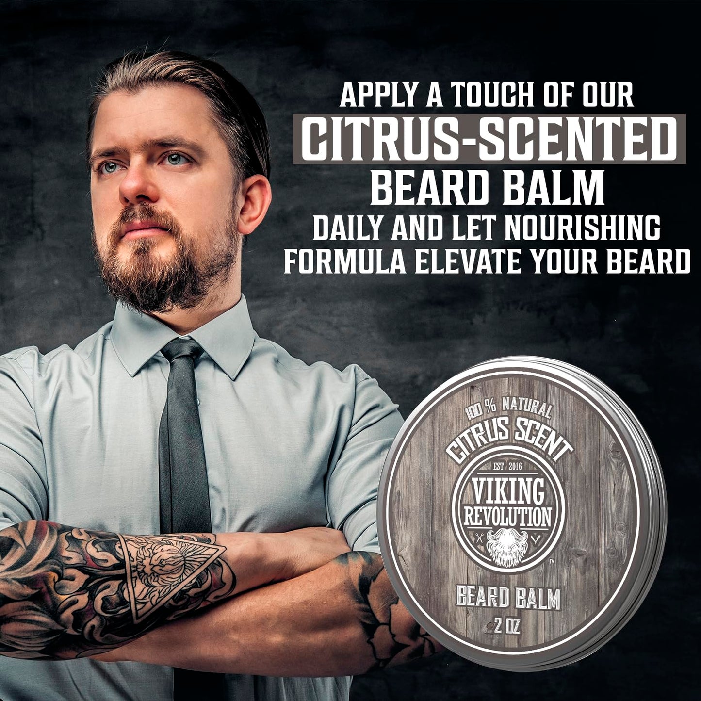 Viking Revolution BEST DEAL Beard Balm with Argan Oil & Mango Butter - Styles, Strengthens & Softens Beards & Mustaches - Citrus Scent Leave Beauty & Personal Care Viking Revolution