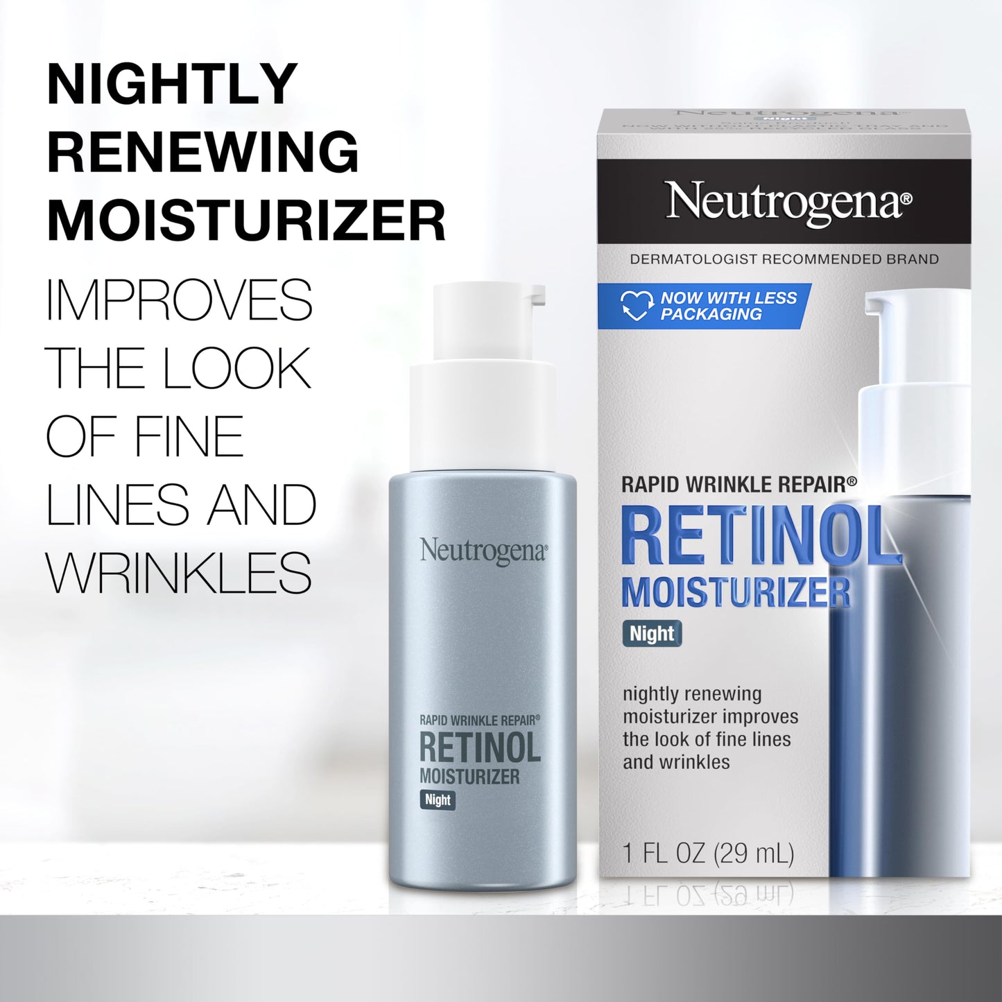 Neutrogena Rapid Wrinkle Repair Retinol Night Face Moisturizer, Daily Anti-Aging Face Cream with Retinol & Hyaluronic Acid to Fight Fine Lines Beauty & Personal Care Neutrogena