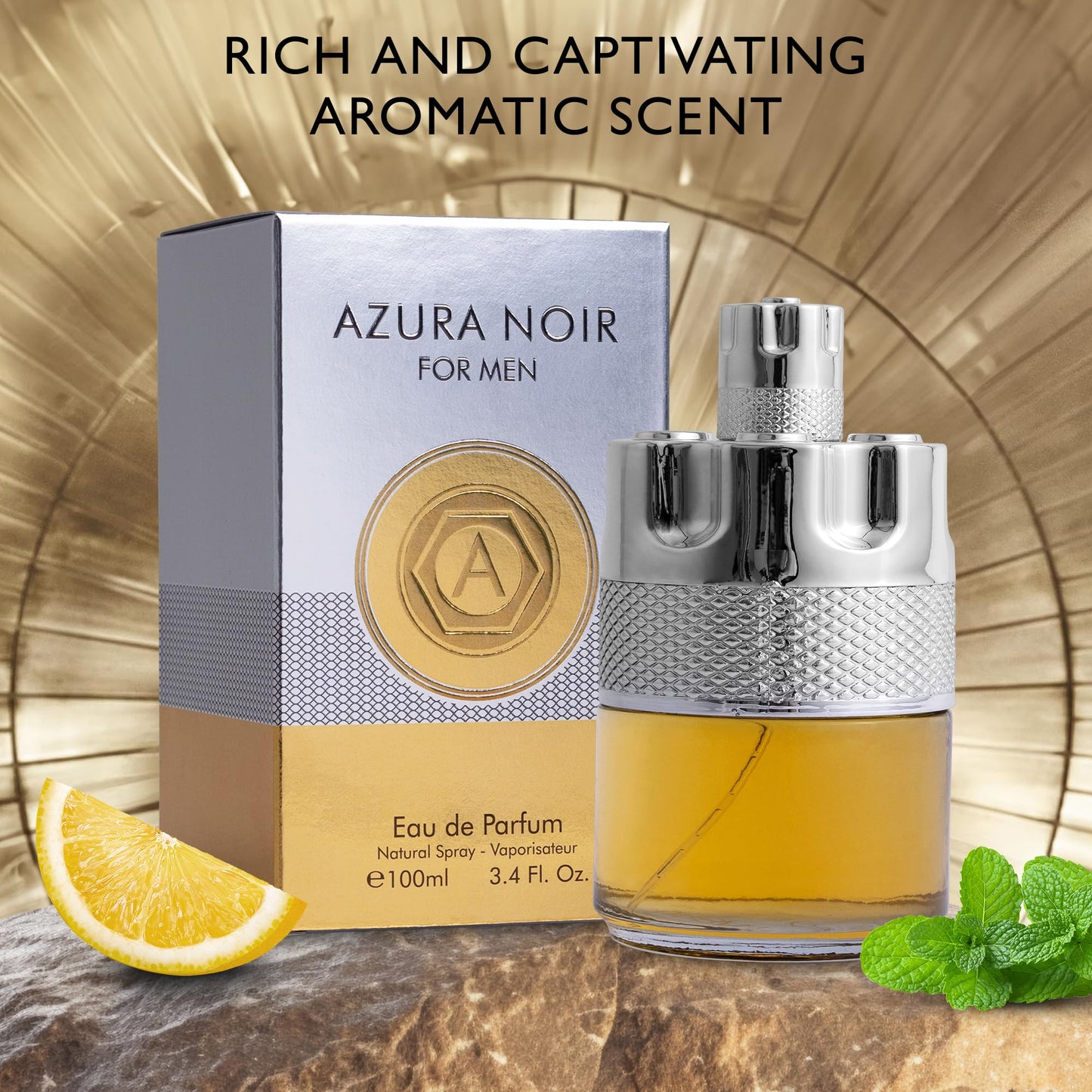 Azura Noir for Men Eau De Parfum - Woody Spicy Fragrance - Long-Lasting Cologne Choice For Daily Wear - Top Notes of Lemon, Nigerien Ginger Beauty & Personal Care URBAN COLLECTION