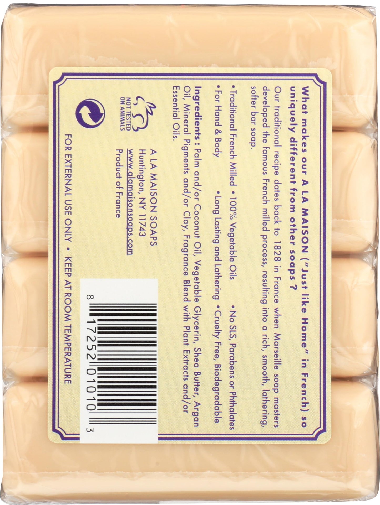 A LA MAISON Lavender Flower Bar Soap - Triple French Milled Natural Moisturizing Hand Soap Bar (4 Bars of Soap, 3.5 oz) Beauty & Personal Care A LA MAISON