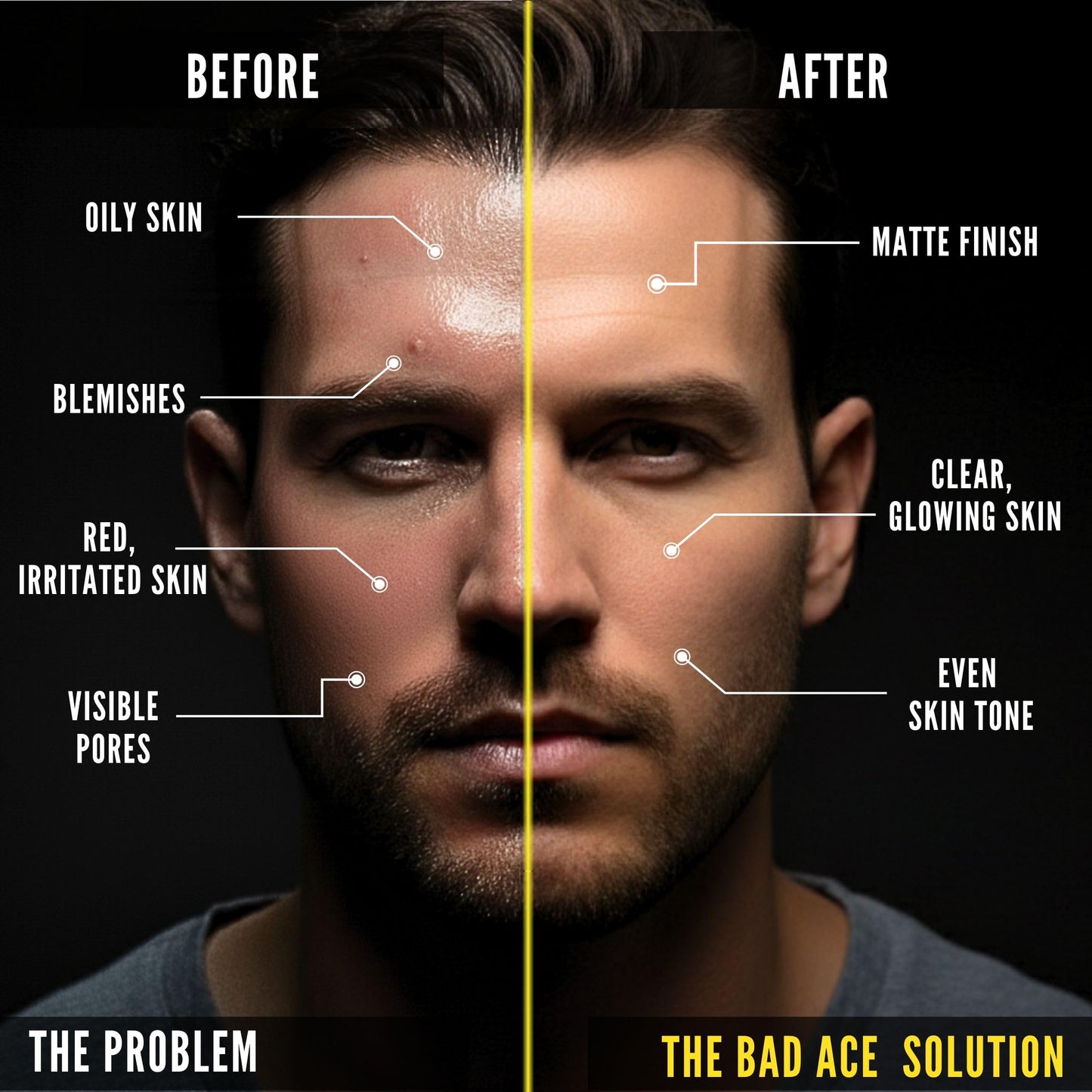 BAD ACE Daily Men's Face Moisturizer for Oily Skin, Premium Korean Skin Care Hydrating Facial Cream, Charcoal Face Lotion with Natural Extracts, Men’s Beauty & Personal Care BAD ACE