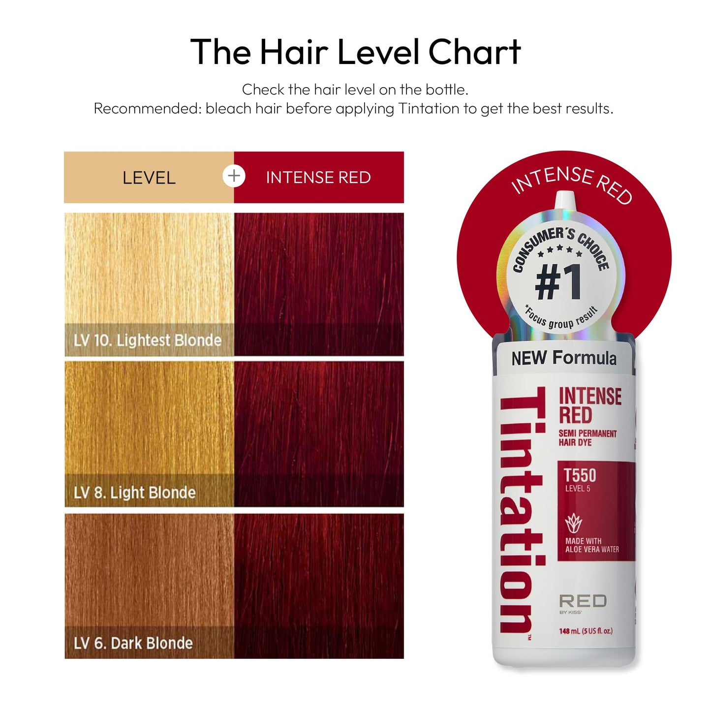 Red by Kiss Tintation Semi-Permanent Hair Color, Aloe Vera Water Based, Argan Oil, Olive Oil, Collagen & Keratin, Long-Lasting Color Dye (Intense Red Beauty & Personal Care Red By Kiss