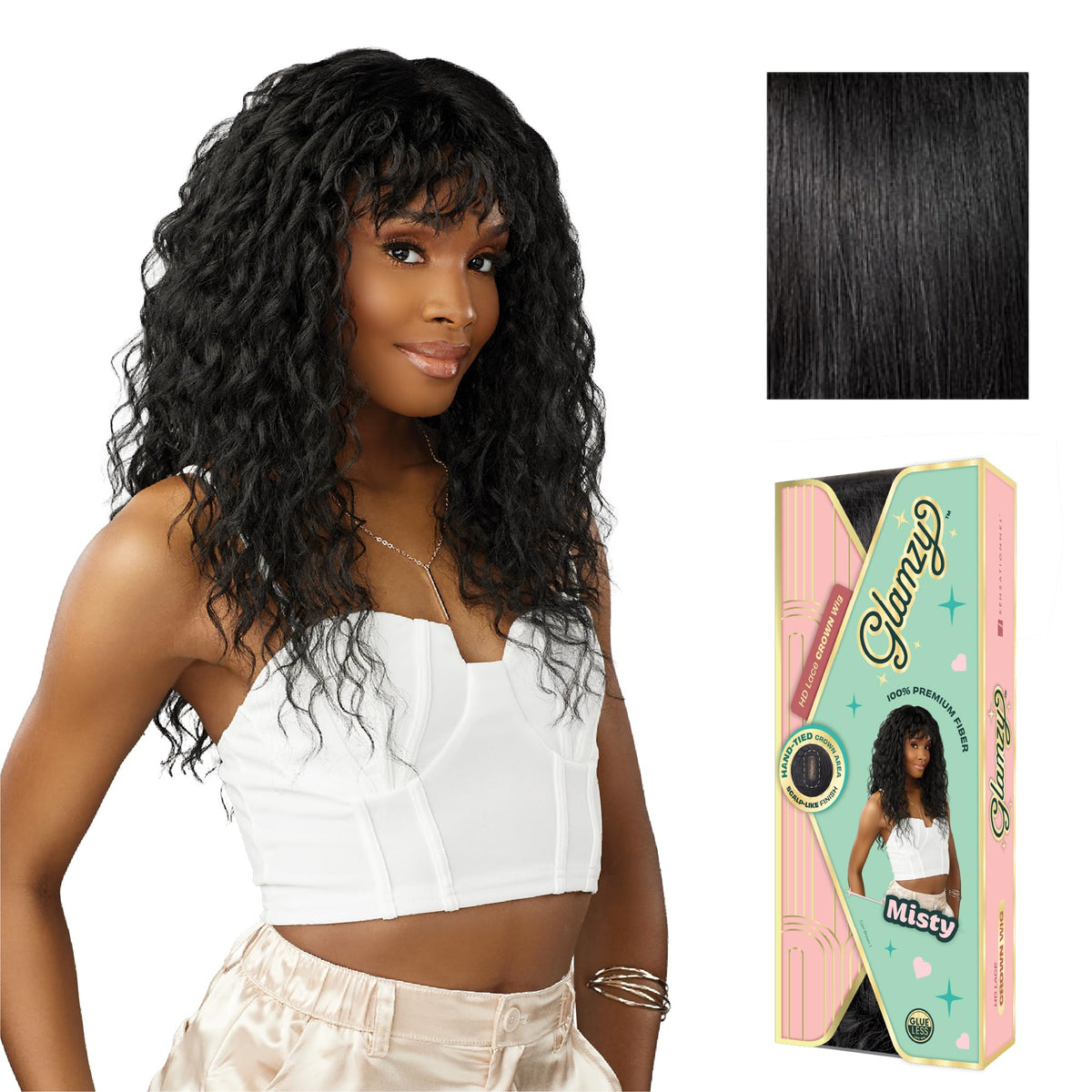 Sensationnel Glamzy Lace Crown Wig-Misty, 1 JETBLACK