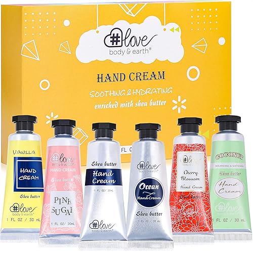 BODY & EARTH # LOVE Hand Cream Gift Set Hand Lotion Sets for Women Gift, Mothers Day Gifts for Mom Gifts, Pack of 6 Advanced Repair Hand Cream for Dry Beauty & Personal Care BODY & EARTH # LOVE