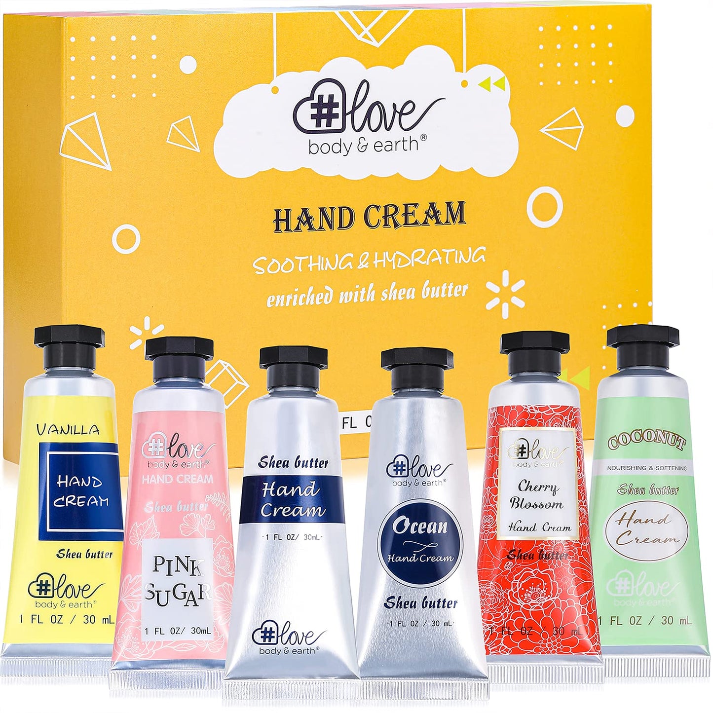 BODY & EARTH # LOVE Hand Cream Gift Set Hand Lotion Sets for Women Gift, Mothers Day Gifts for Mom Gifts, Pack of 6 Advanced Repair Hand Cream for Dry Beauty & Personal Care BODY & EARTH # LOVE