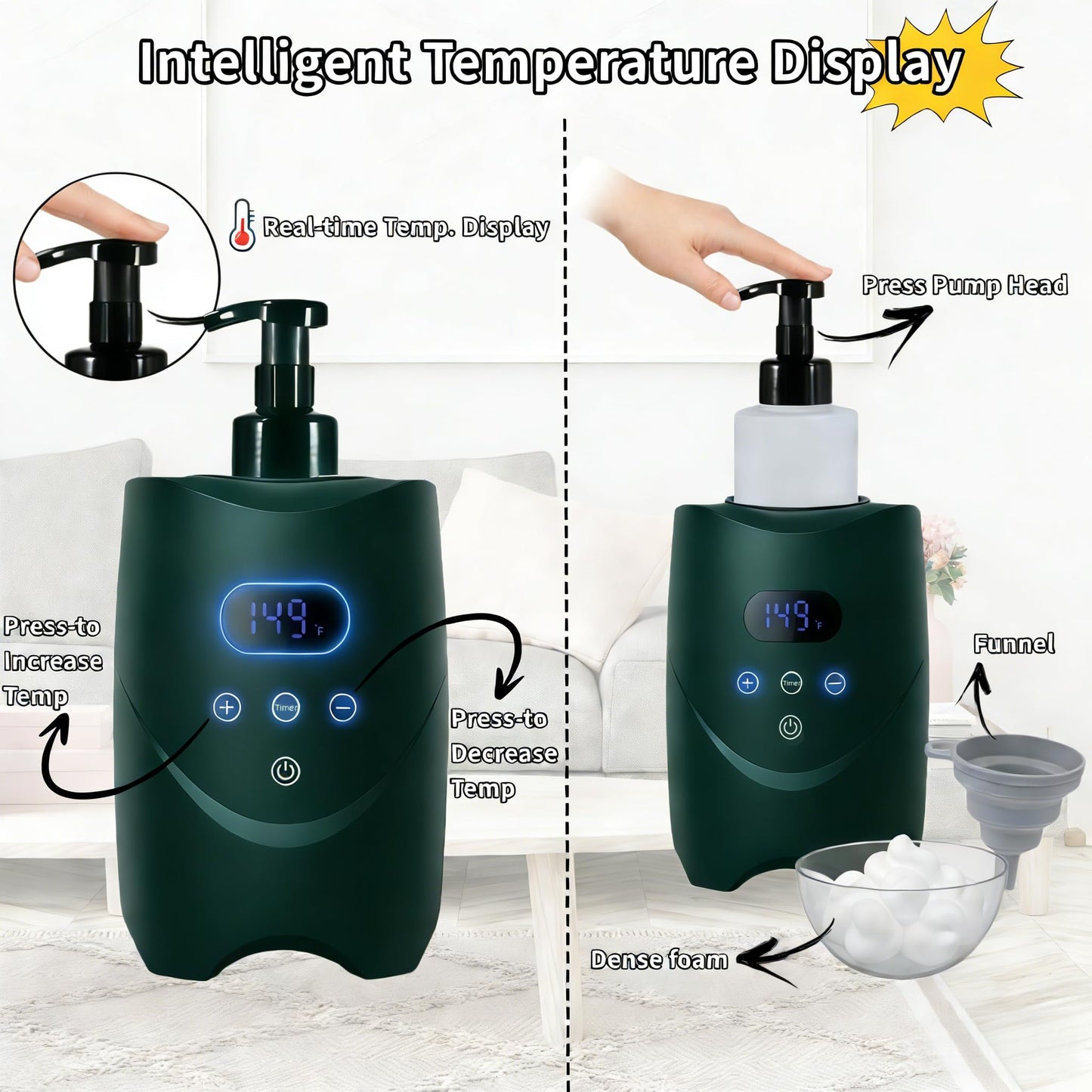 JOJOCOSMO Professional Hot Lather Machine, Fast Heating Shaving Cream Warmer with 1-24H Timer,°F/°C Display, 2 Detachable Bottles for Shaving, Barber Beauty and Personal Care JOJOCOSMO