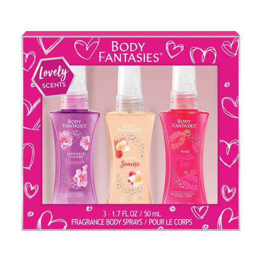 Body Fantasies Body Spray Holiday Gift Set for Her - 3 Piece Lovely Scents Sampler, Perfect for Stocking Stuffers Beauty & Personal Care Body Fantasies