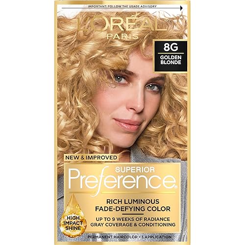 L'Oreal Paris Superior Preference Luminous Fade-Defying Permanent Hair Color, Hair Dye For Up to 9 Weeks of Radiance, Golden Blonde 8G, 1 Hair Dye Kit Beauty & Personal Care L'Oreal Paris