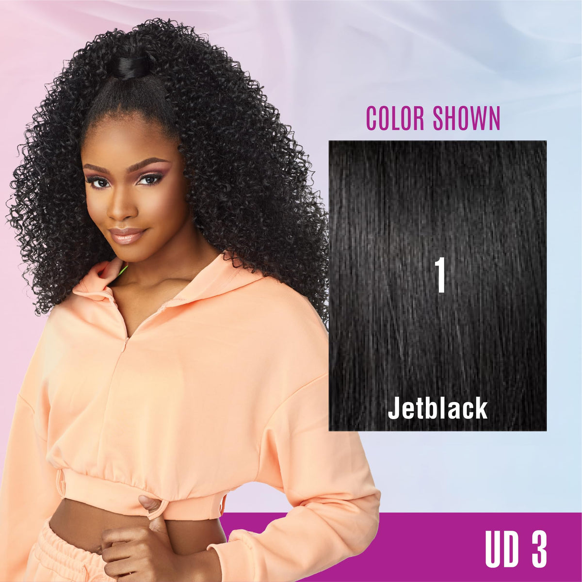 Sensationnel Instant Updown Halfwig Pony-Iud 3, 1 JETBLACK