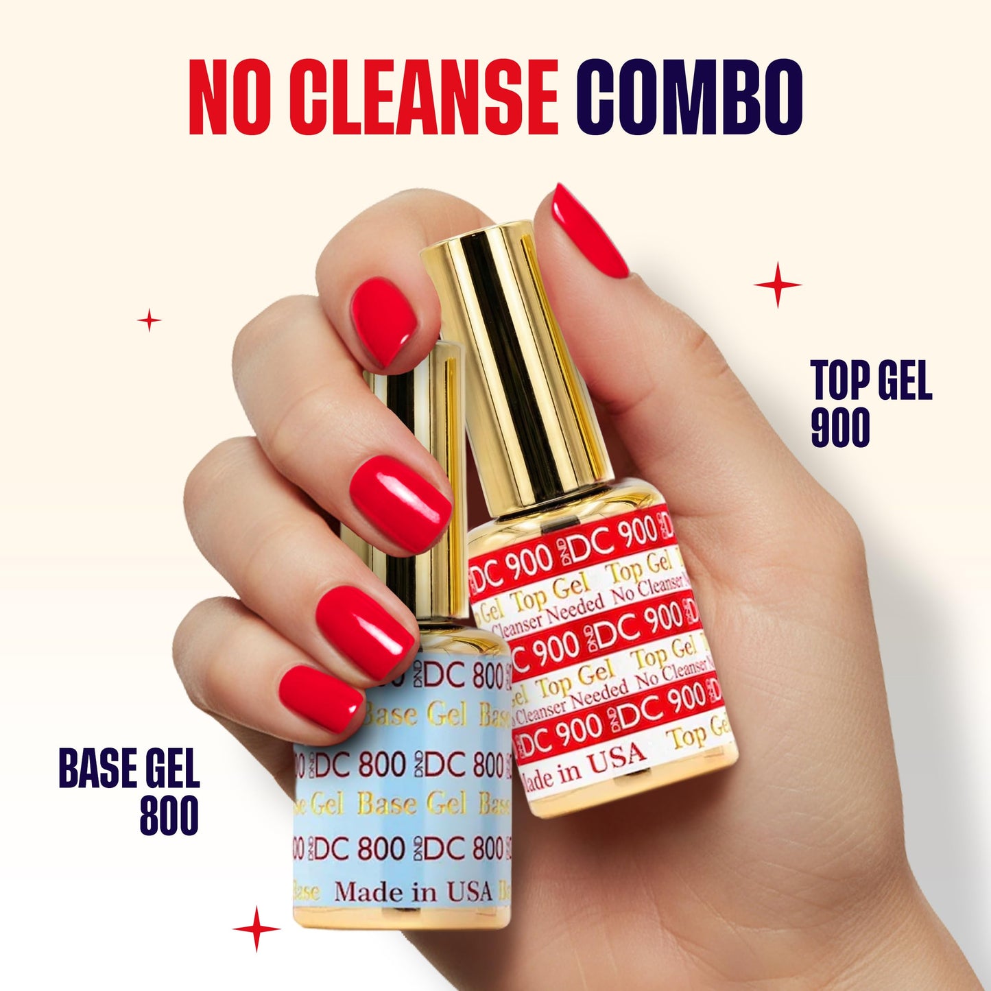 DND DC Base Gel and Top Gel Polish No Cleanse Set, UV/LED GelBase Polish 800 and No Cleanse Top Coat 900, Salon Professional Gel Polish Duo, 0.6 Fl Oz Beauty and Personal Care DAISY DND