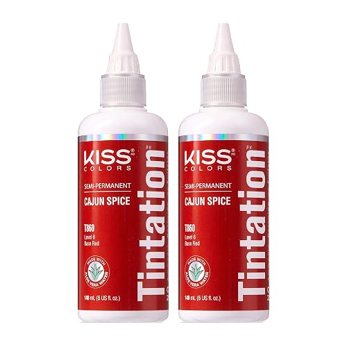 Red by Kiss Tintation Semi-Permanent Hair Color, Aloe Vera Water Based, Argan Oil, Olive Oil, Collagen & Keratin, Long-Lasting Color Dye (Cajun Spice Beauty & Personal Care Red by Kiss