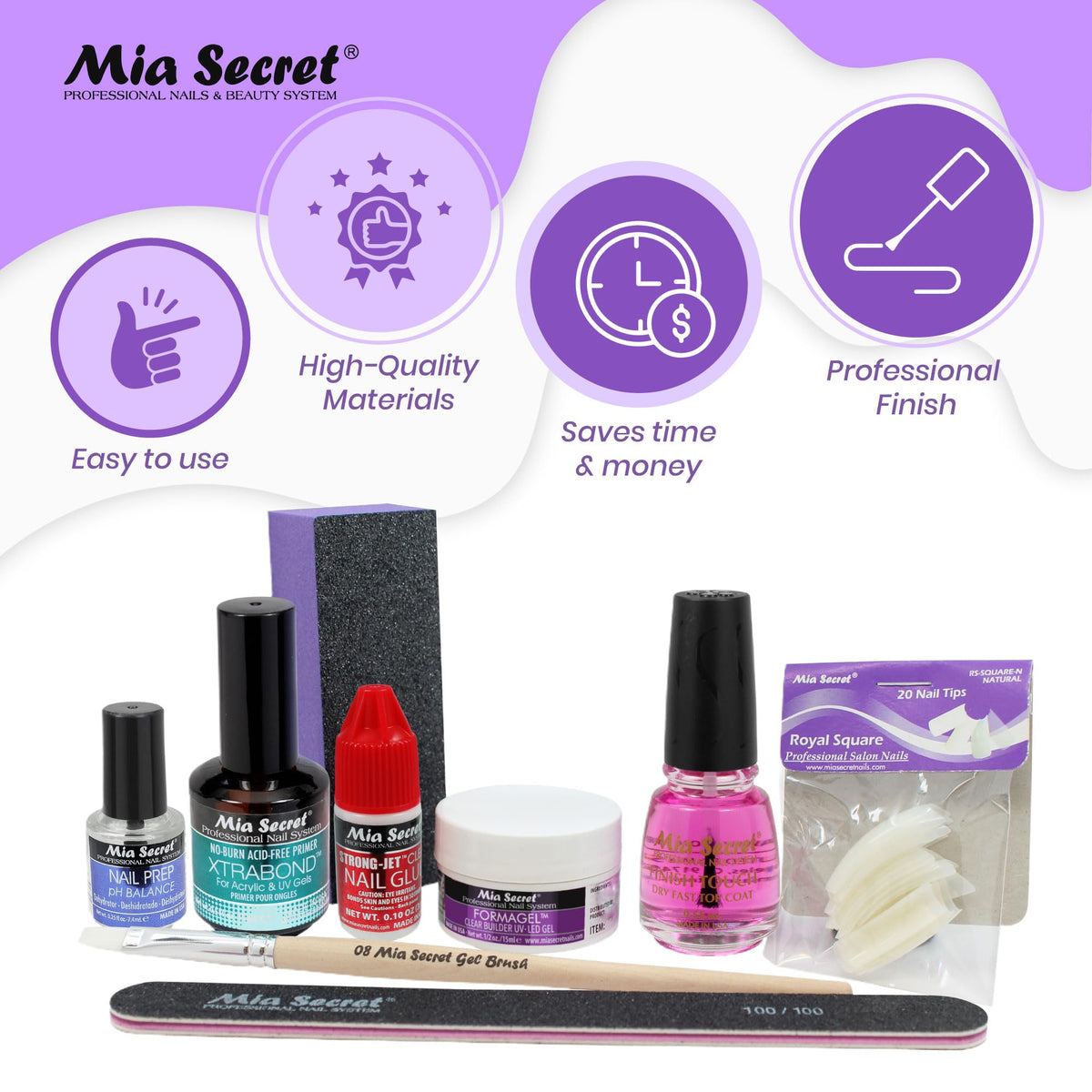 Mia Secret Formagel Builder Gel Kit CONTAINS: Nail Prep, Topcoats, Builder gel, Nail Files (Clear Kit)