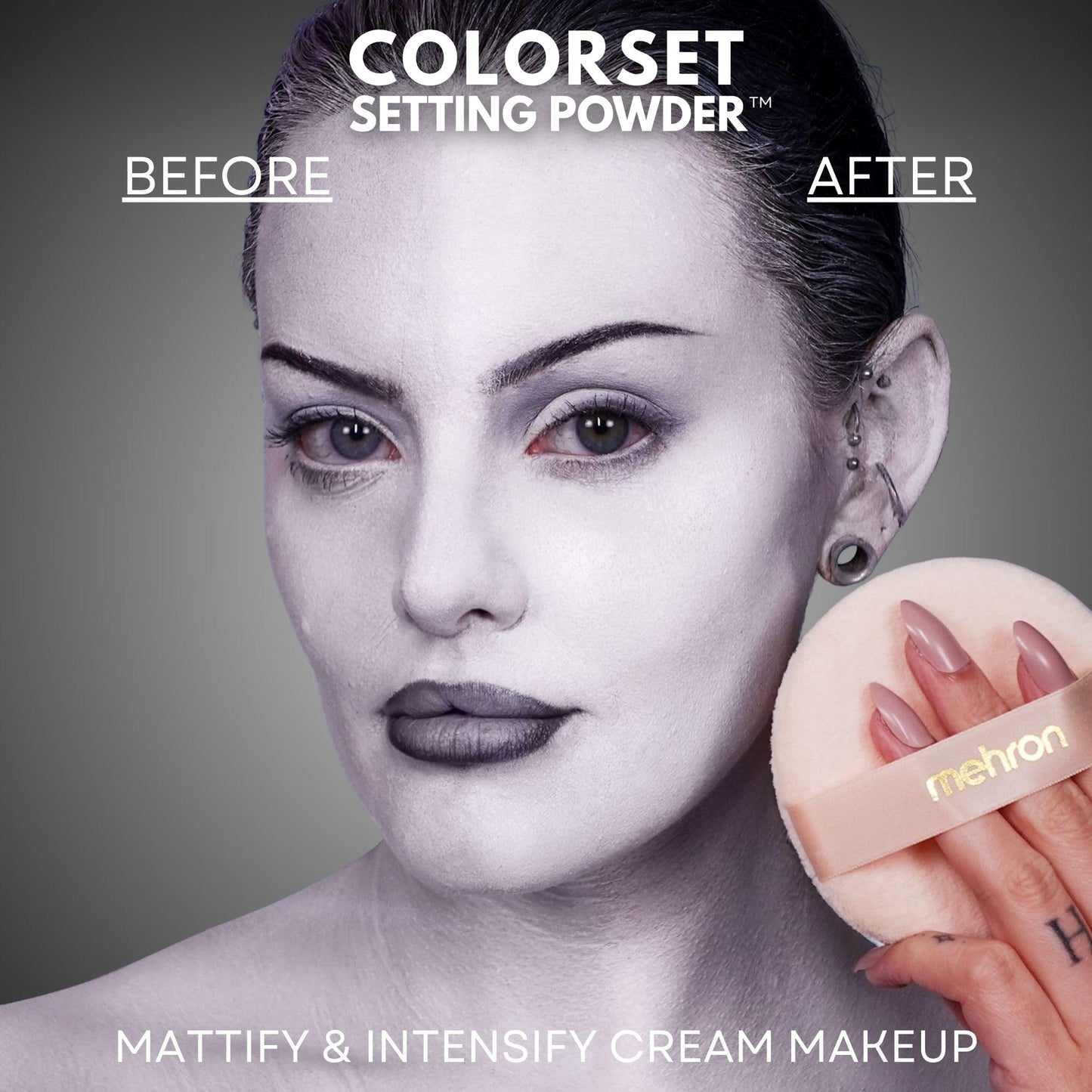 Mehron Makeup Colorset Setting Powder | Talc Free | White Loose Setting Powder for Cosplay, Face & Body Paint, and Cream Makeup .85 oz (24 g) (Ultra Beauty & Personal Care Mehron