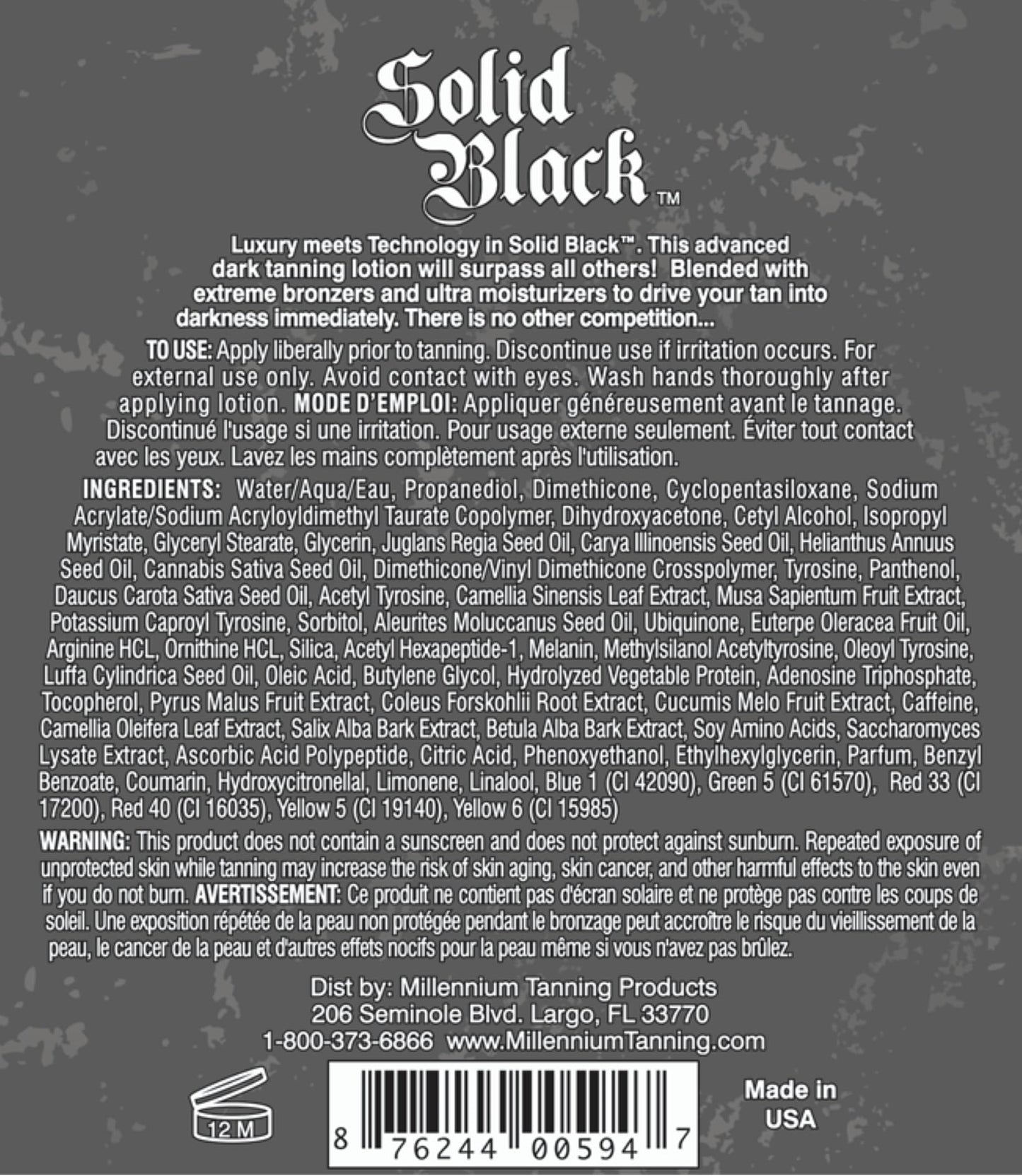 Millennium Tanning Solid Black 100X Indoor Tanning Lotion for Tanning Beds (13.5 Fluid Ounces) Beauty & Personal Care Millennium Tanning