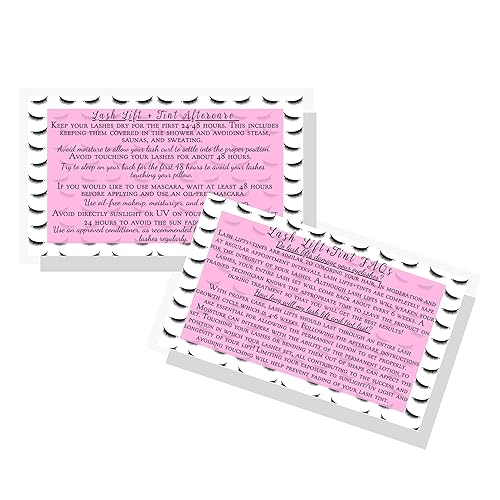 Lash Lift + Tint Aftercare Instruction Cards | 50 Pack | 2 x 3.5” inches Business Card Size | Eyelash Lift and Tint Kit at home diy aftercare supplies Beauty & Personal Care Boutique Marketing LLC