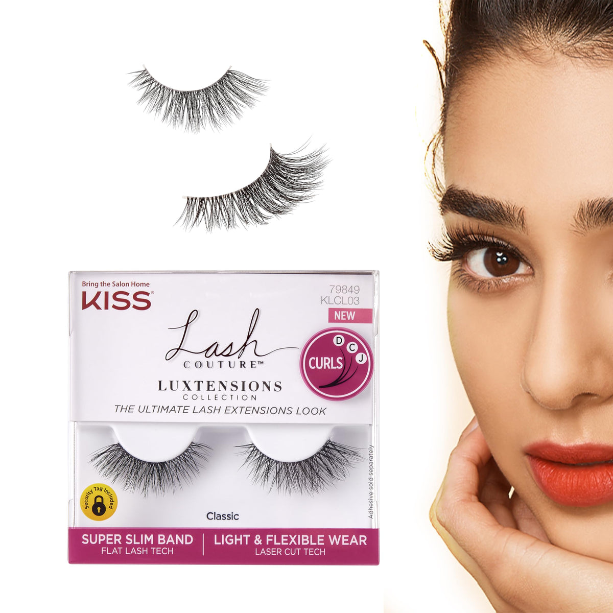 KISS Lash Couture LuXtensions Collection False Eyelashes, Flat Lash Technology, Super Slim Lash Band, Real Lash Extension Fibers, Reusable, Contact Beauty & Personal Care KISS