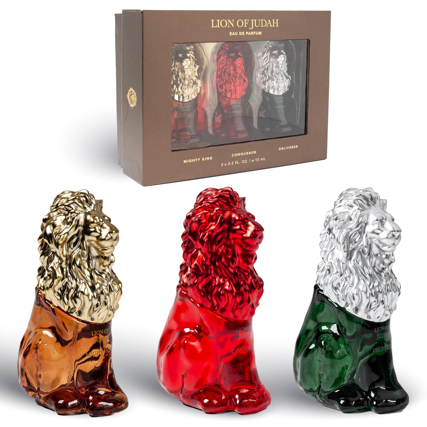 LION OF JUDAH - Set of 3 Travel Size Cologne for Men - Long-Lasting EDP Fragrance Comes in Elegant Lion-Shaped Glass Bottle - Fresh, Masculine & Sweet Beauty & Personal Care ZION’S LION OF JUDAH