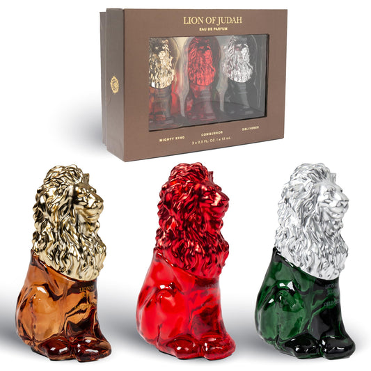 LION OF JUDAH - Set of 3 Travel Size Cologne for Men - Long-Lasting EDP Fragrance Comes in Elegant Lion-Shaped Glass Bottle - Fresh, Masculine & Sweet Beauty & Personal Care ZION’S LION OF JUDAH