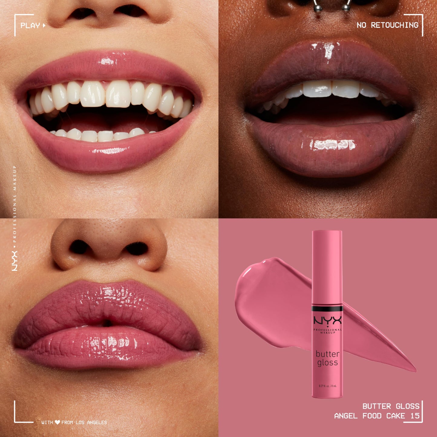 NYX PROFESSIONAL MAKEUP Butter Gloss, Non-Sticky Lip Gloss - Angel Food Cake (True Mauve) Beauty & Personal Care NYX PROFESSIONAL MAKEUP