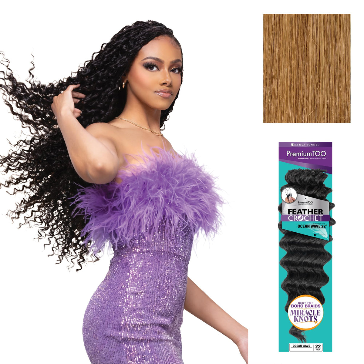 Sensationnel PremiumToo Feather Crochet Braids-Ocean Wave,22in, 27