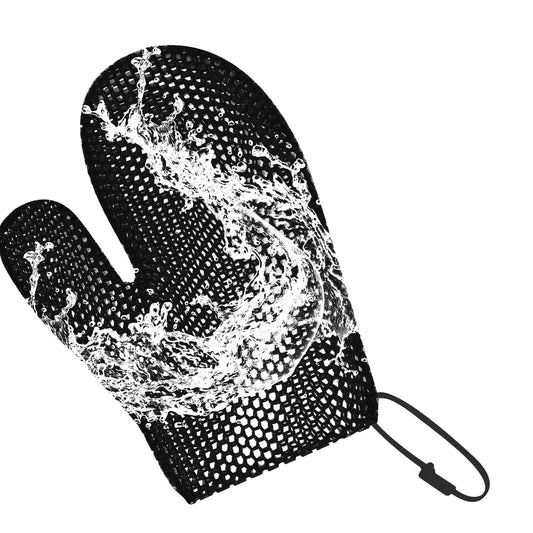 Honeycomb Exfoliating Bath Gloves - Microfiber for Enhanced Blood Circulation & Soft, Smooth Skin for All Skin Types (Black - Glove) Beauty and Personal Care Koqye