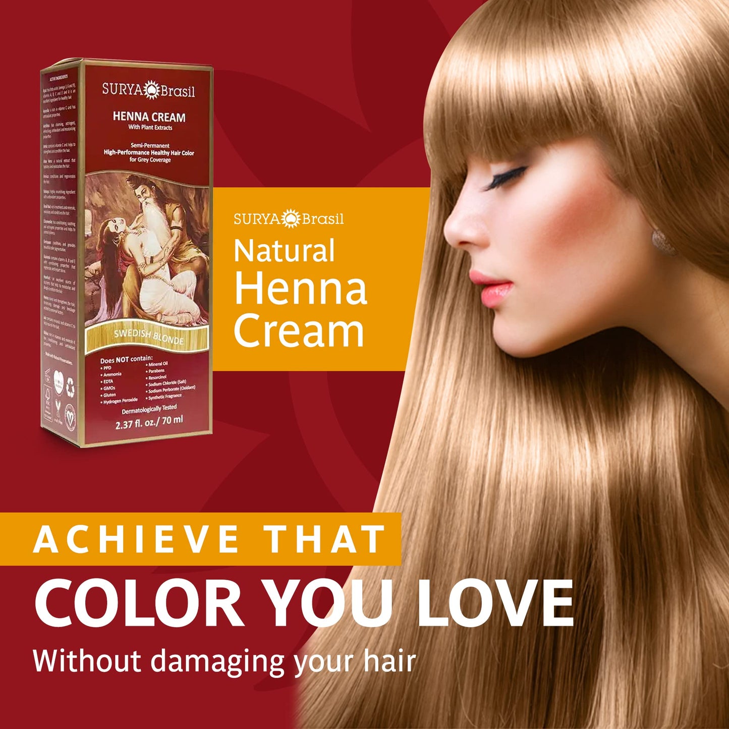 Surya Brasil Products Henna Cream, Swedish Blonde, 2.37 Fluid Ounce Beauty & Personal Care Surya Brasil