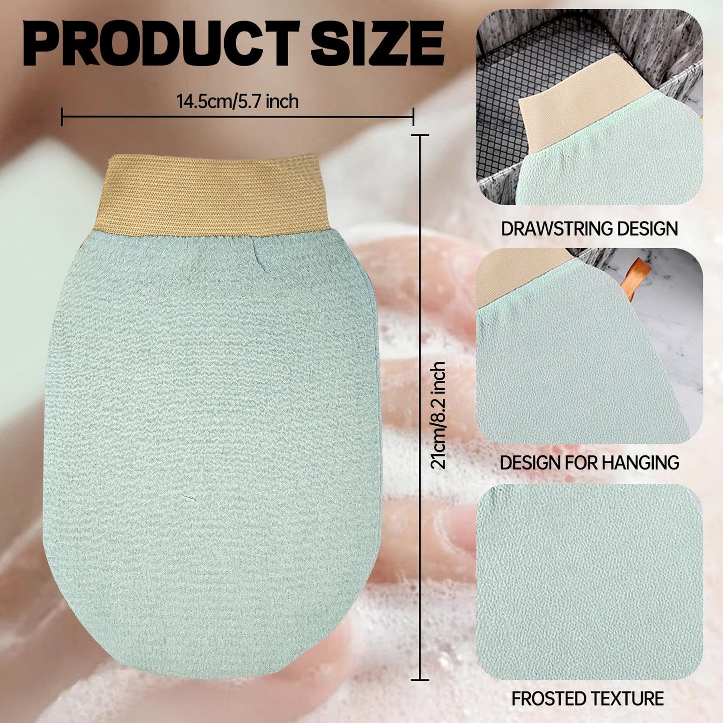Exfoliating Gloves Glove for Shower,Exfoliating Mitt Mit Body Scrubber,2 Pcs Shower Gloves Exfoliating for Women,Green and Blue Beauty and Personal Care Hganxiu