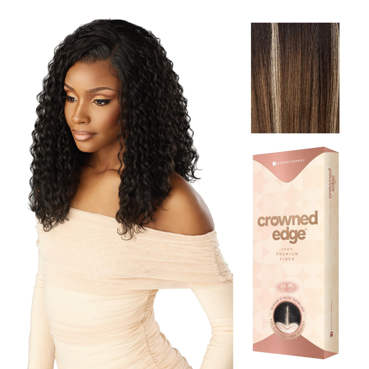 Sensationnel Crowned Edge Widow's Peak Wig -Water Deep 16, BALAYAGEMOCHA