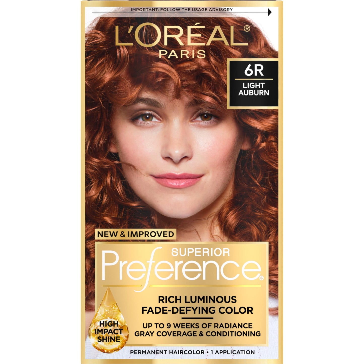 L'Oreal Paris Superior Preference Luminous Fade-Defying Permanent Hair Color, Hair Dye For Up to 9 Weeks of Radiance, Light Auburn 6R, 1 Hair Dye Kit Beauty & Personal Care L'Oreal Paris