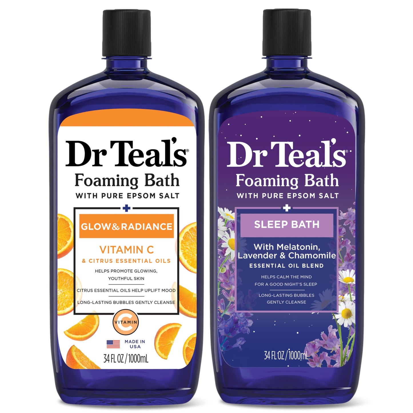 Dr Teal's Foaming Bath with Pure Epsom Salt, Vitamin C & Sleep Blend, 34 fl oz (Pack of 2) Beauty and Personal Care Dr Teal's