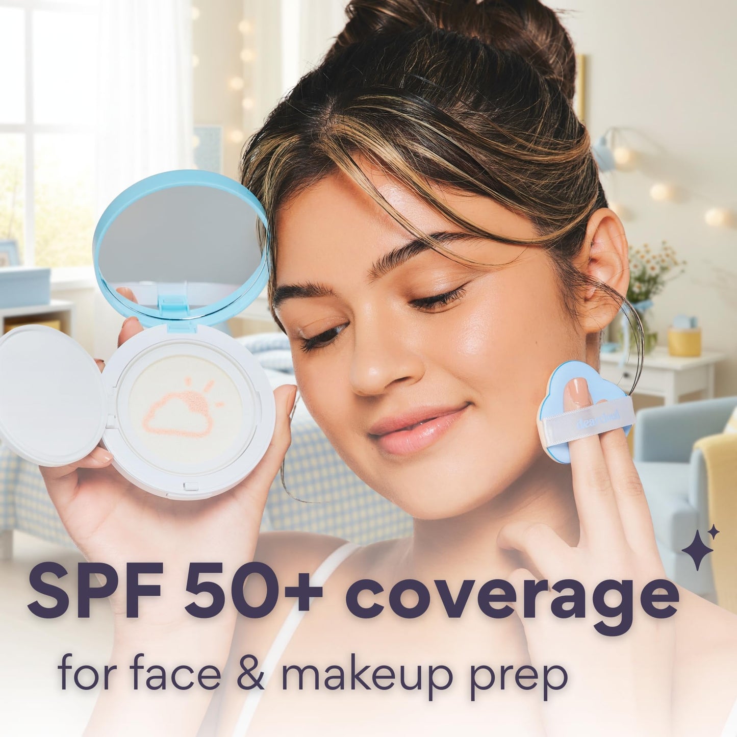 dearcloud Dear Sun Perfecting SPF Cushion - Color Adapting Sunscreen, Korean Sunscreen SPF 50+ (.53 oz) Beauty & Personal Care dearcloud