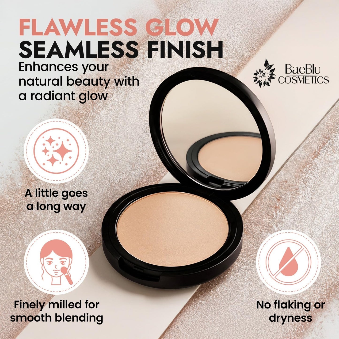 Organic Highlighter Makeup Powder, Diamond Dust - Talc-Free, Lightweight & Vegan Shimmer Highlighter for Radiance on Face, Body & Collarbone - No Beauty & Personal Care BaeBlu