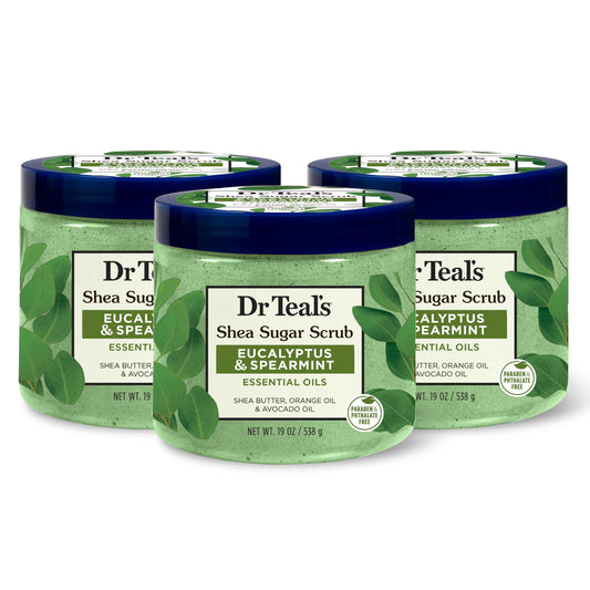 Dr Teal's Shea Sugar Scrub, Eucalyptus & Spearmint Essential Oils, 19 oz (Pack of 3) Beauty and Personal Care Dr Teal's Default Title