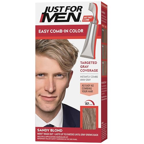 Just For Men Easy Comb-In Color Mens Hair Dye, Easy No Mix Application with Comb Applicator - Sandy Blond, A-10, Pack of 1 Beauty & Personal Care Just for Men