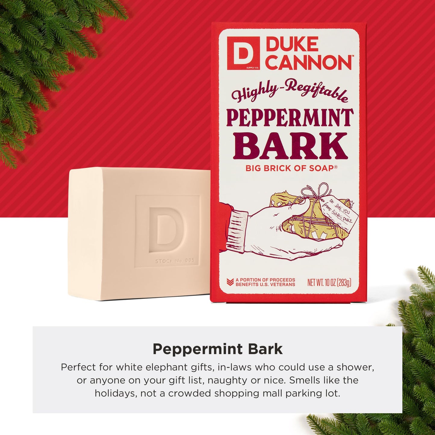Duke Cannon Supply Co. Big Brick of Soap Bar for Men Holiday Edition - Peppermint Bark (Peppermint Scent), 10 oz. (3 Pack) Beauty & Personal Care Duke Cannon Supply Co.