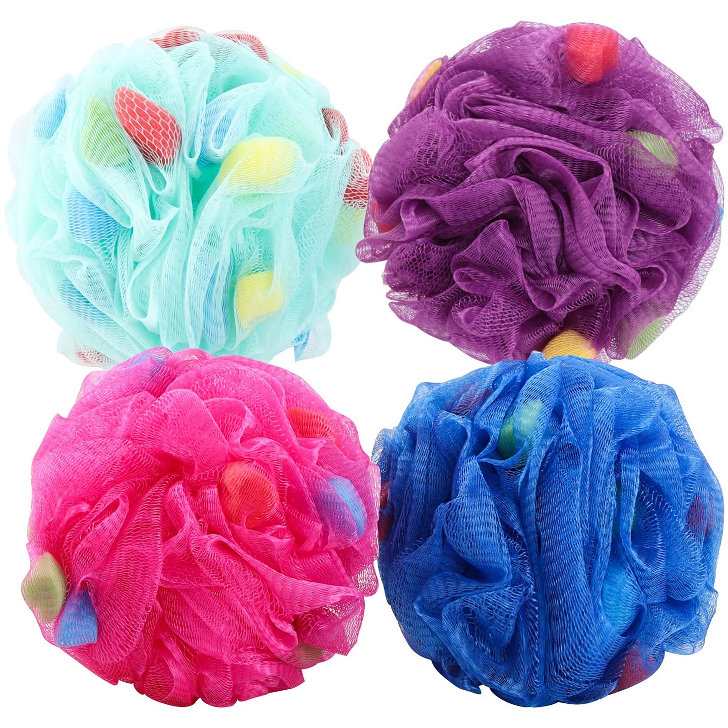 BTYMS Premium Mesh Poufs (65g/pcs) Bath Sponges Shower Loofahs Exfoliating Shower Puff - Great for Body Wash Pack of 4 Beauty & Personal Care BTYMS