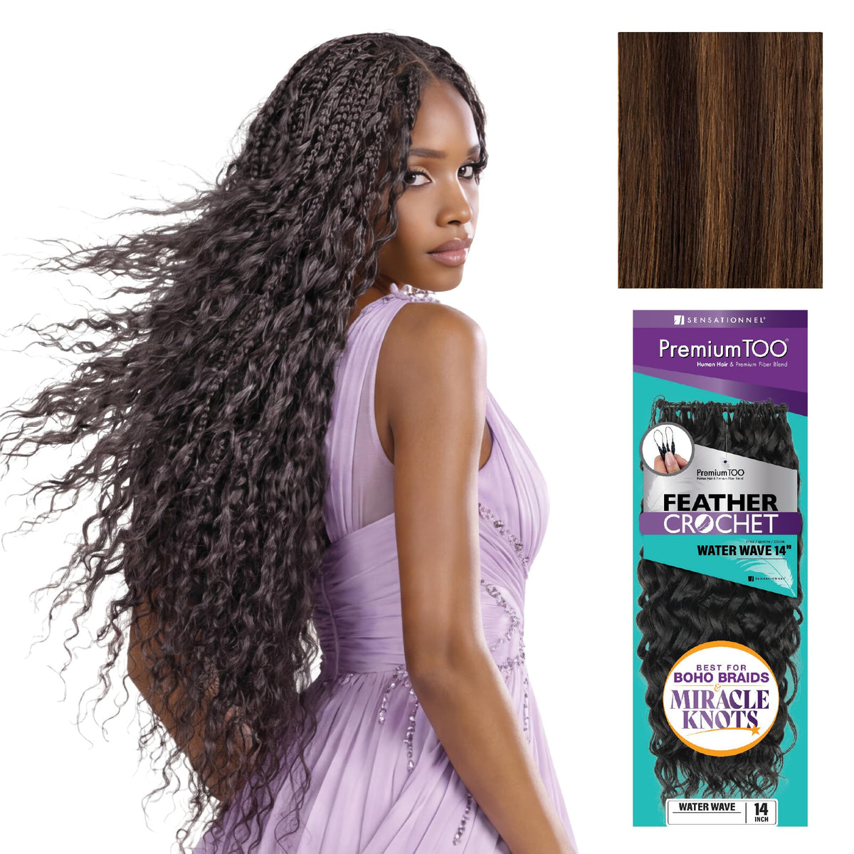 Sensationnel PremiumToo Feather Crochet Braids-Water Wave,14in, S4/30