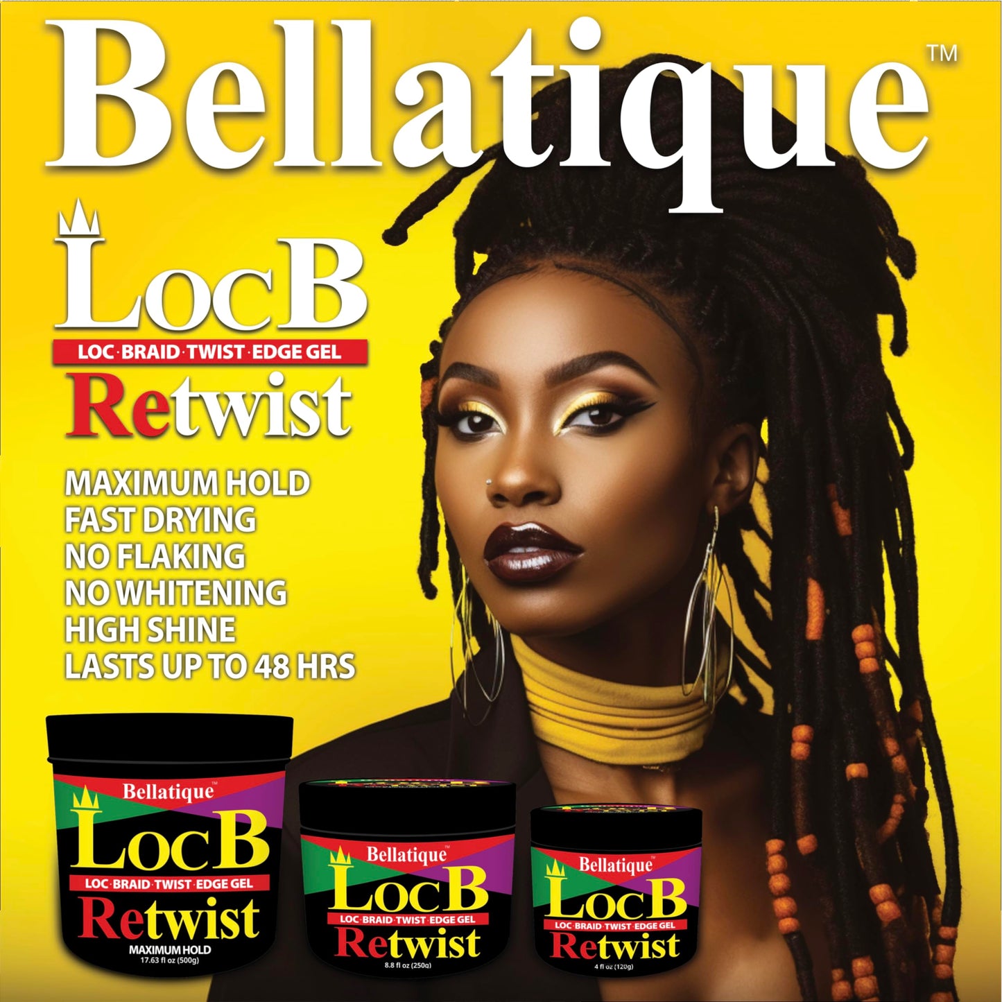 Loc B Retwist Loc, Braid, Twist, Edge Gel for Natural, Relaxed, Dry, Dull, & Brittle Hair (4 oz) Beauty & Personal Care BELLATIQUE
