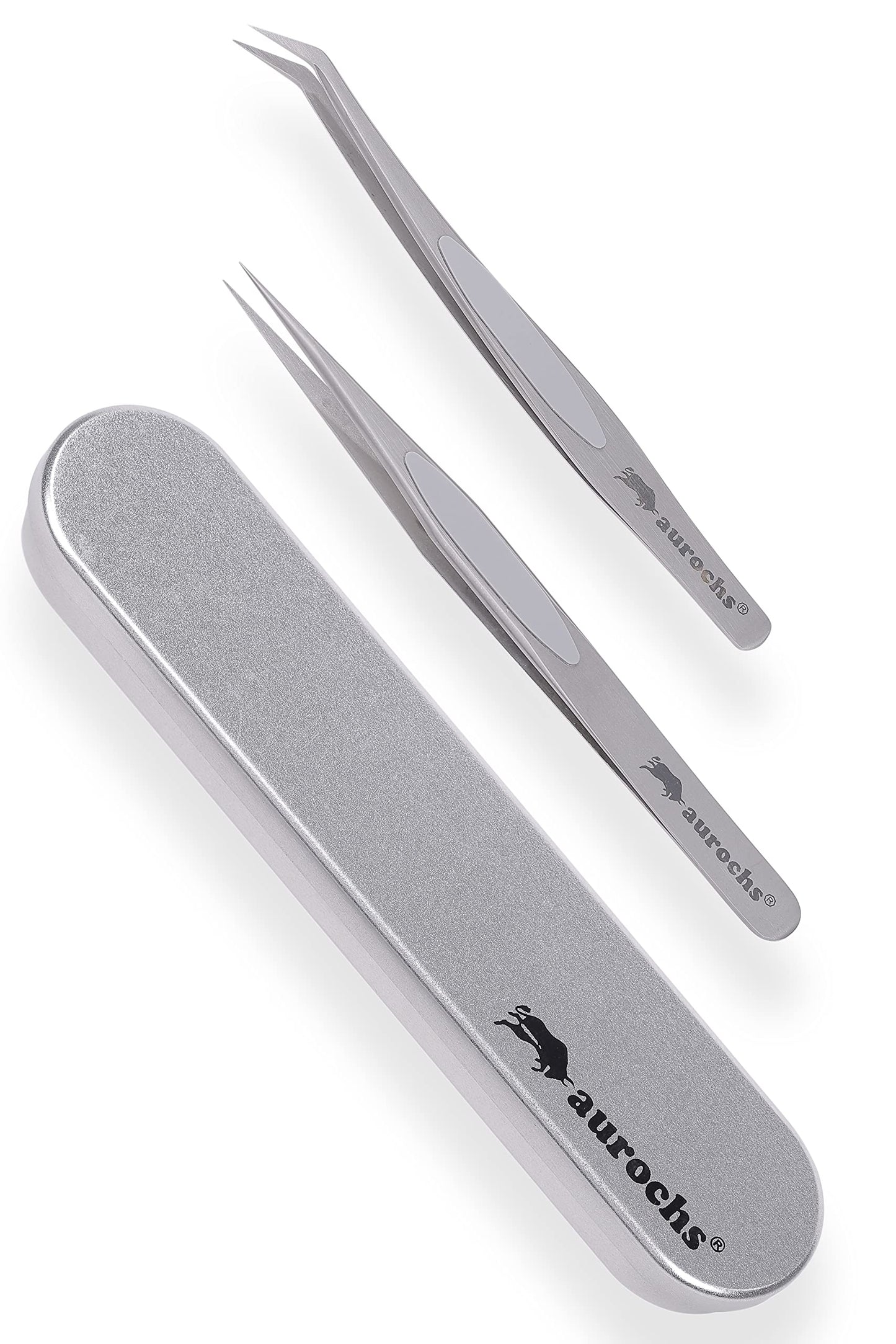 Aurochs Precision Stainless Steel Tweezers, Straight, Bend Tip, Set of 2, Case Included Beauty and Personal Care aurochs