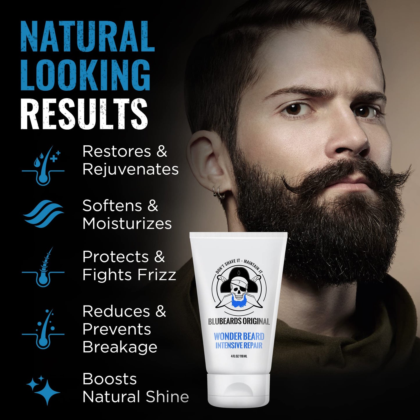 Bluebeards Original Beard Conditioner for Men - 4 oz Wonder Beard Intensive Repair with Meadowfoam Seed Oil & Amino Acids to Deeply Restore, Soften Beauty and Personal Care Bluebeards Original