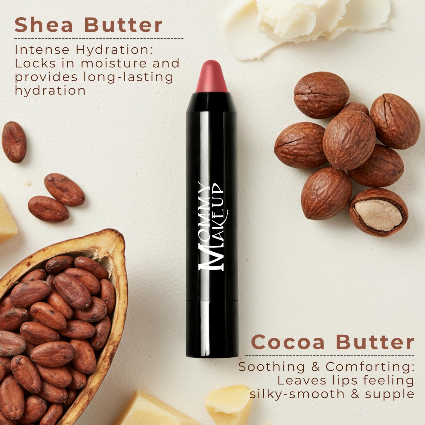 Mommy Makeup Triple Sticks Lipstick, Cream Blush & Treatment All-In-One with Shea & Cocoa Butter - Soft & Creamy Moisturizing Lip Crayon For Lips & Beauty & Personal Care Mommy Makeup
