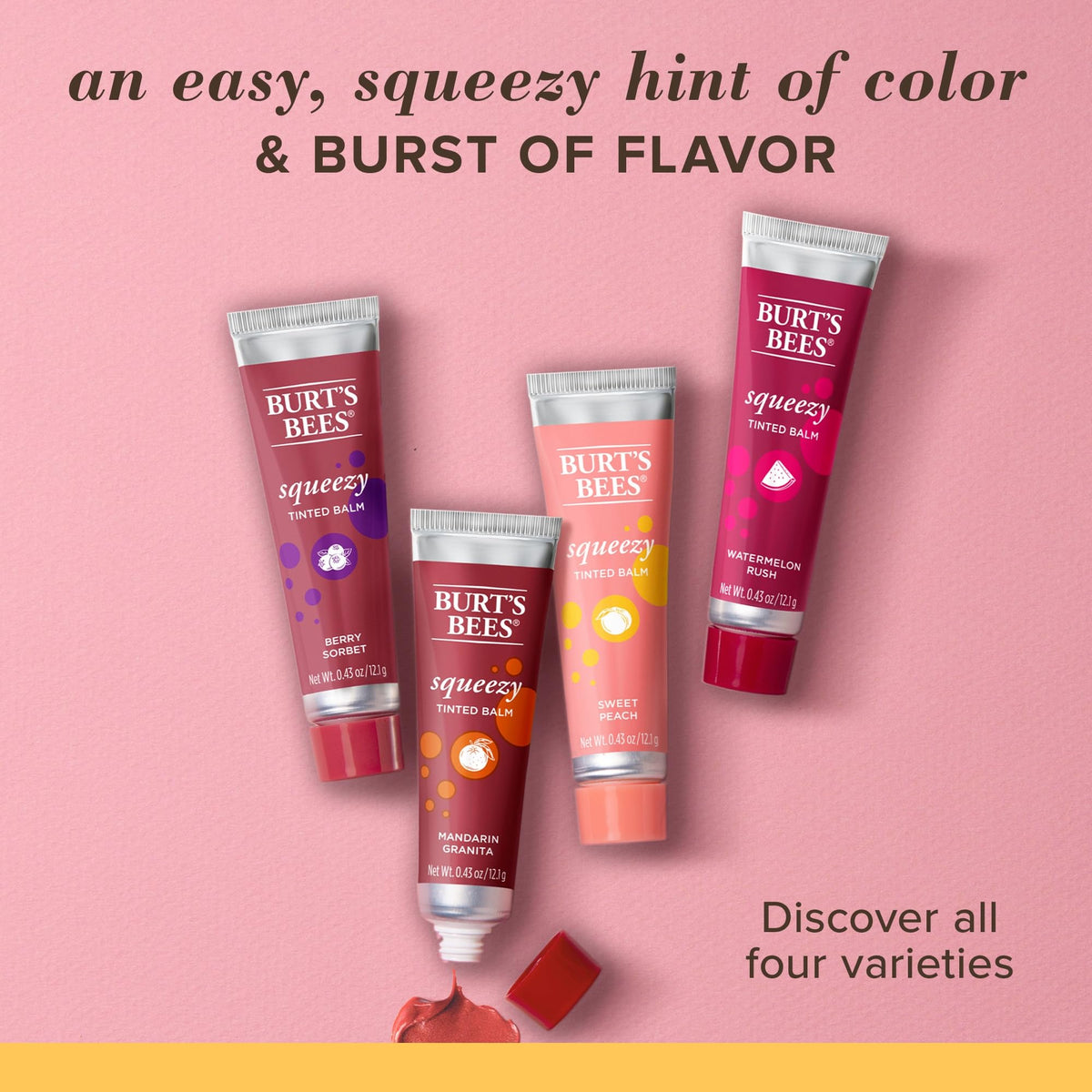 Burts Bees, Squeezy Tinted Lip Balm - Watermelon Rush, 0.43 Ounce Beauty & Personal Care Burt's Bees