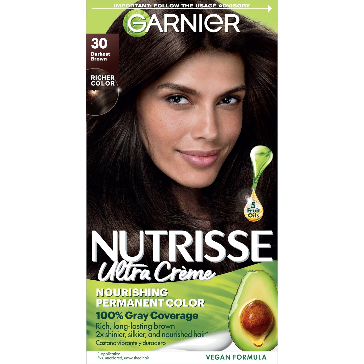 Garnier Nutrisse Nourishing Hair Color Creme, 30 Darkest Brown (Sweet Cola) (Packaging May Vary) Beauty & Personal Care Garnier