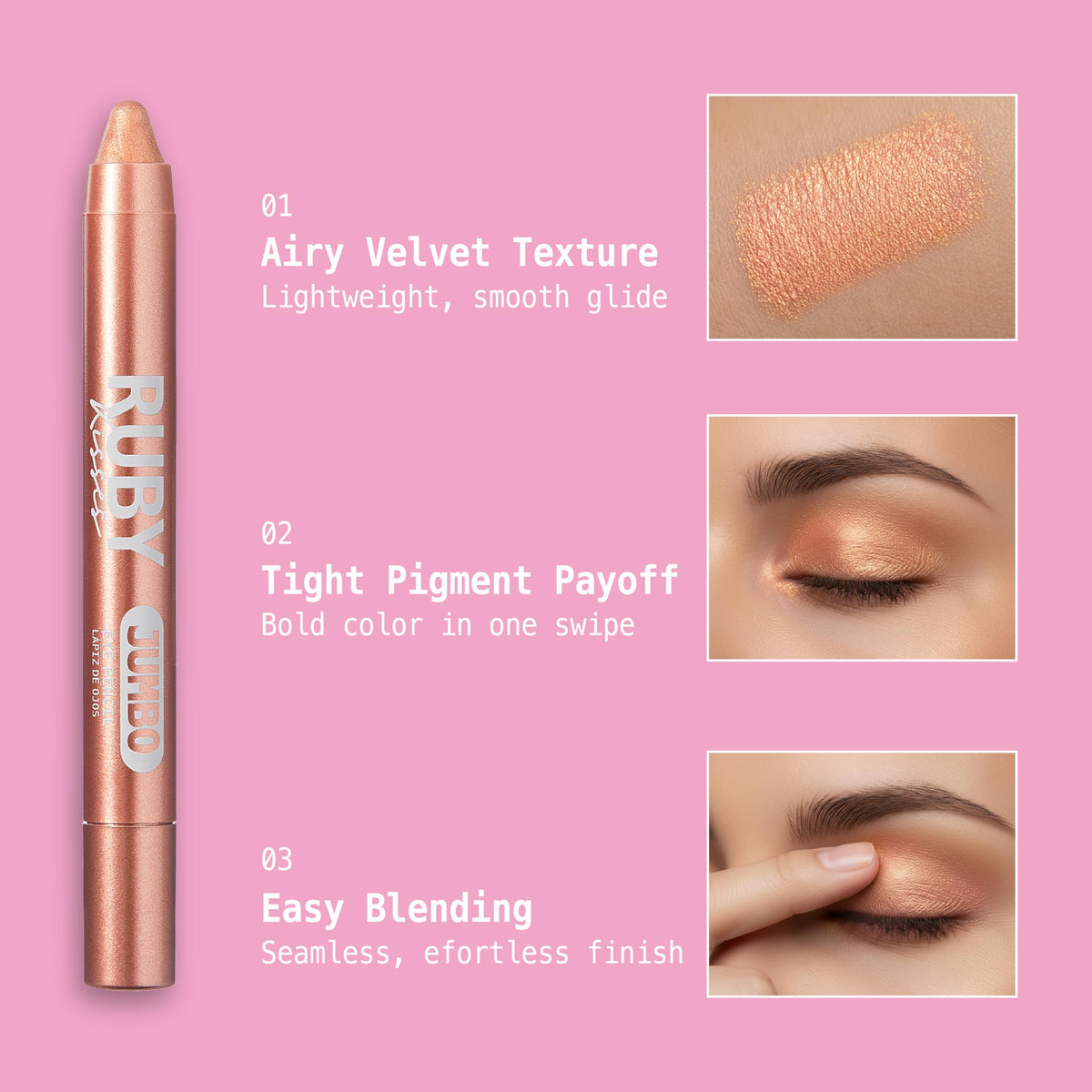 Ruby Kisses Jumbo Eye Pencil With Sharpener, Thick Eyeliner Pencil For Eye Shadow Primer & Highlighter on Waterline & Inner Corner, Eyeshadow Stick