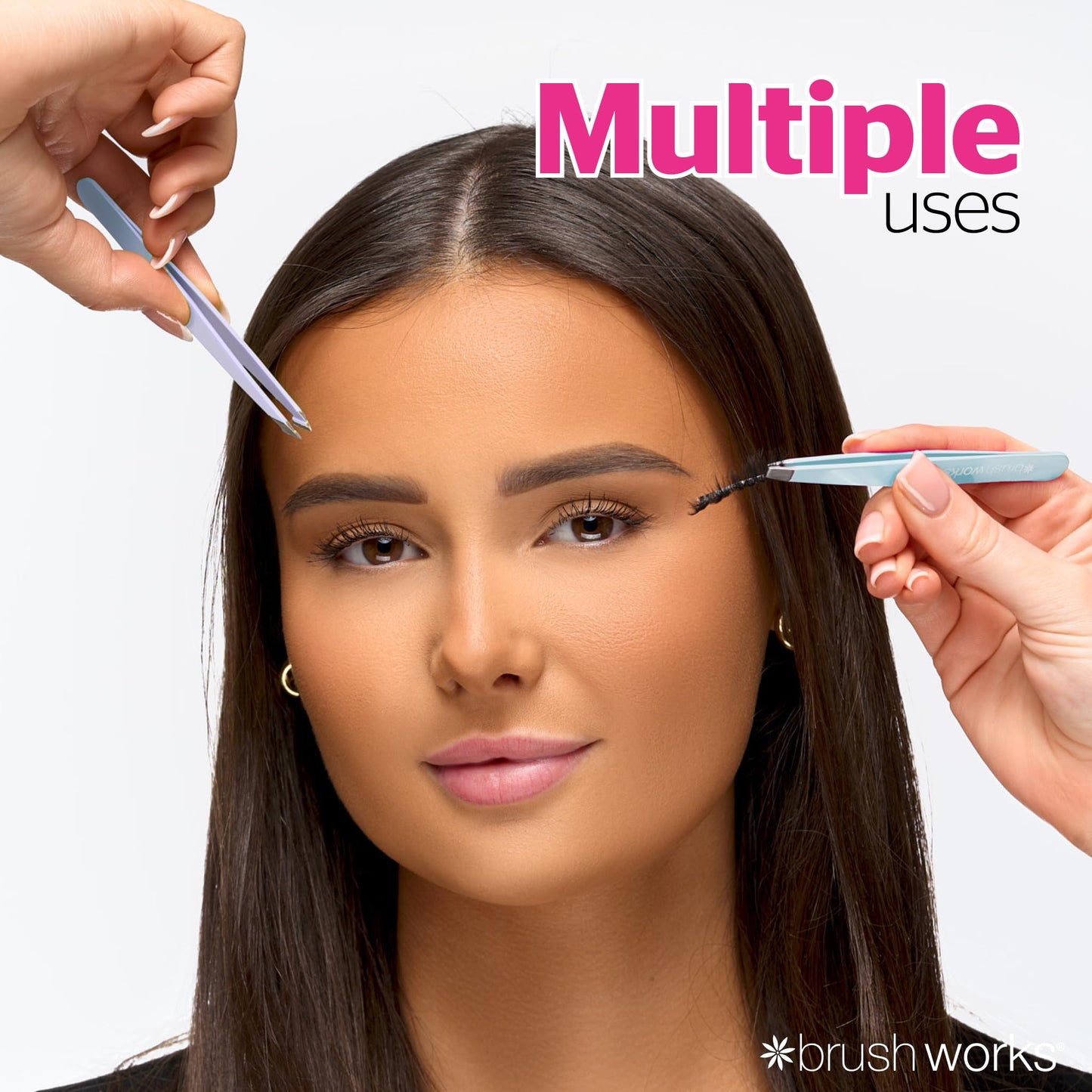 Brushworks HD 4 Piece Combination Tweezer Set - Mixed Beauty and Personal Care Brushworks
