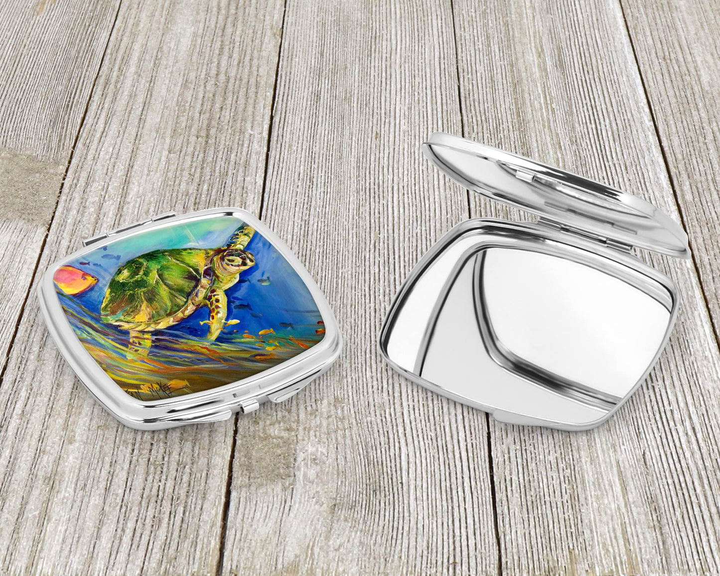 Caroline's Treasures JMK1262SCM Loggerhead Sea Turtle Compact Mirror Decorative Travel Makeup Mirror for Women Girls Gifts Pocket Makeup Mirror Beauty & Personal Care Caroline's Treasures