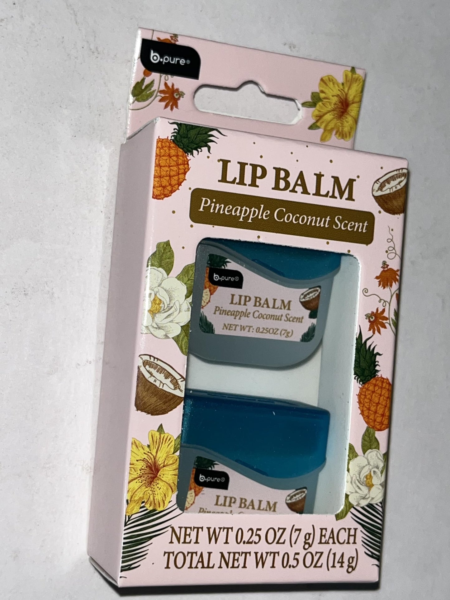 B.pure Lip Balm, Pineapple Coconut Scent, Moisturizing, 0.25 oz Each, 2 Pack Beauty and Personal Care b.pure