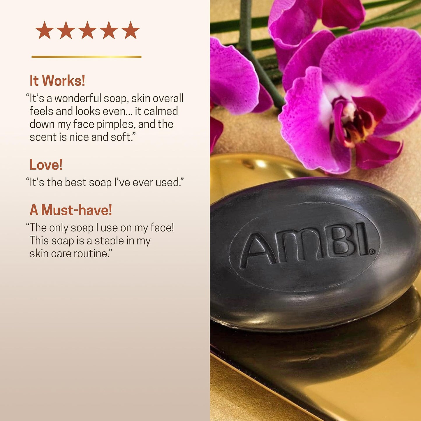 Ambi African Black Soap Face & Body Bar, Cleans and Nourishes Skin, Rinses Clear, 5.3 Ounce Beauty & Personal Care Ambi